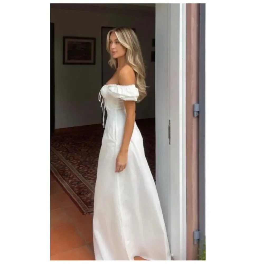 House of CB Felizia White Puff Sleeve Maxi Sundress Size XS - Picture 16 of 16